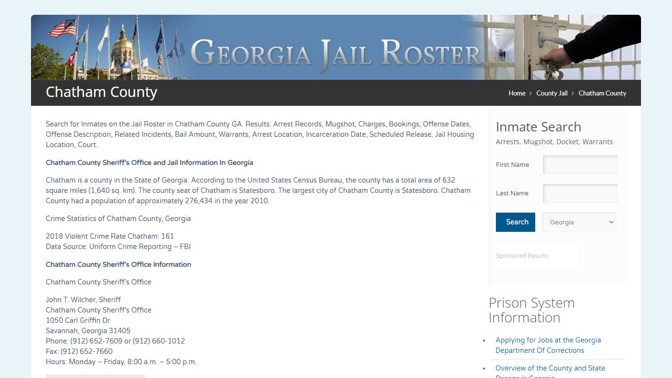 Chatham County | Georgia Jail Inmate Search