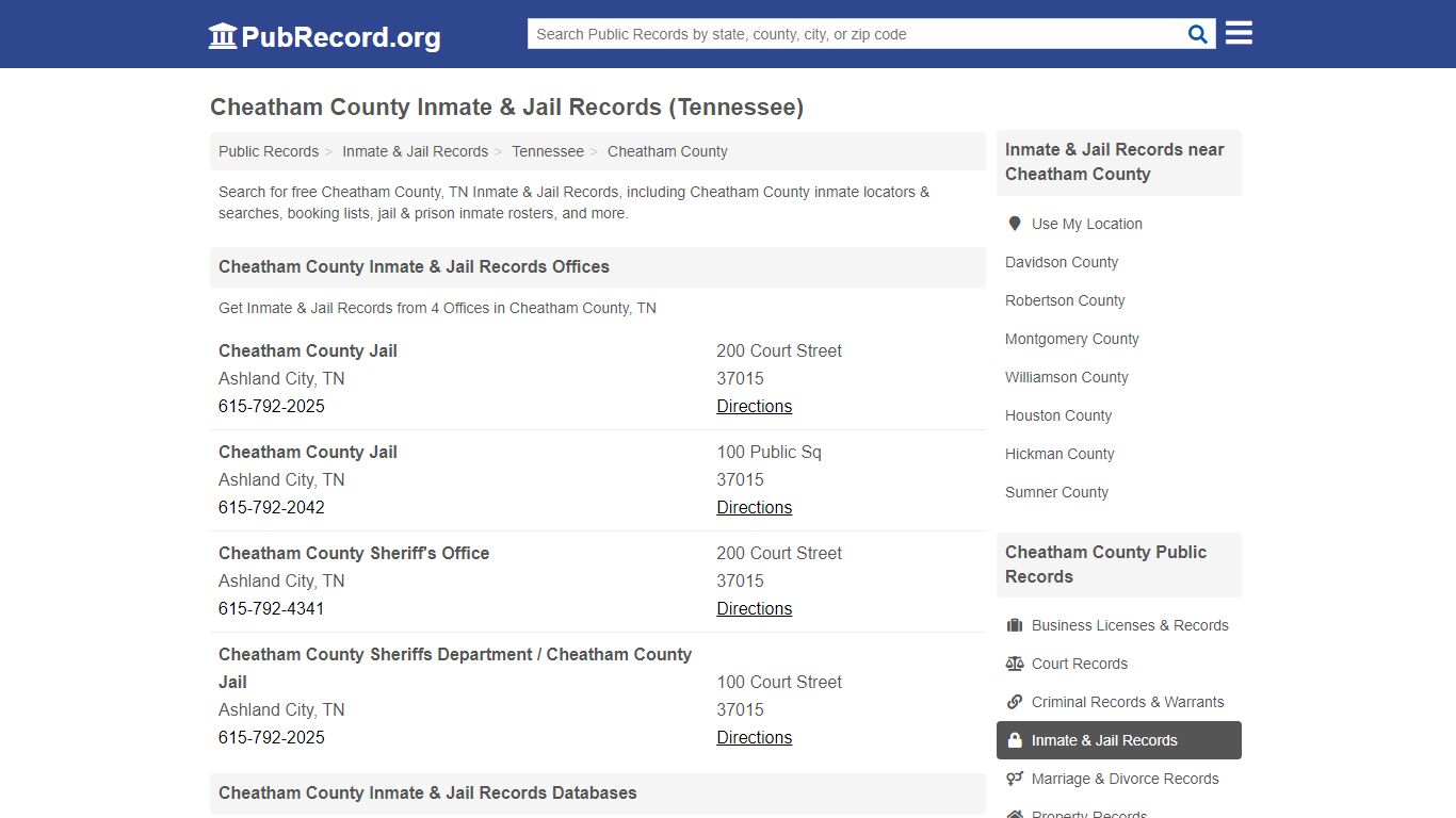 Free Cheatham County Inmate & Jail Records (Tennessee ...