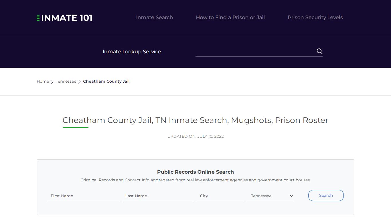Cheatham County Jail, TN Inmate Search, Mugshots, Prison ...